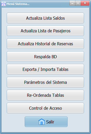 Menú Sistema